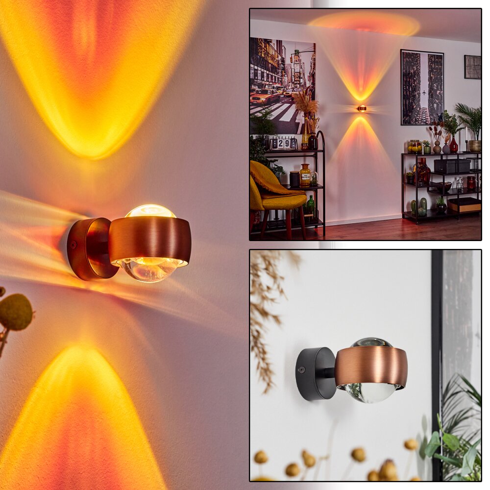 Sapri Wandleuchte Kupferfarben, Schwarz, 1-flammig main product photo
