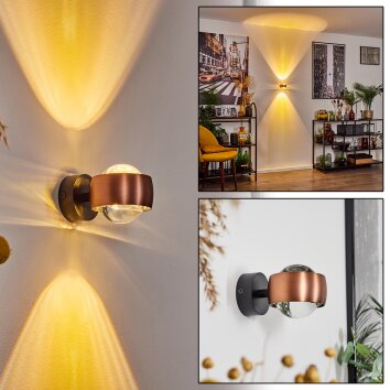 Sapri Wandleuchte Kupferfarben, Schwarz, 1-flammig Sapri Wandleuchte Kupferfarben, Schwarz, 1-flammig