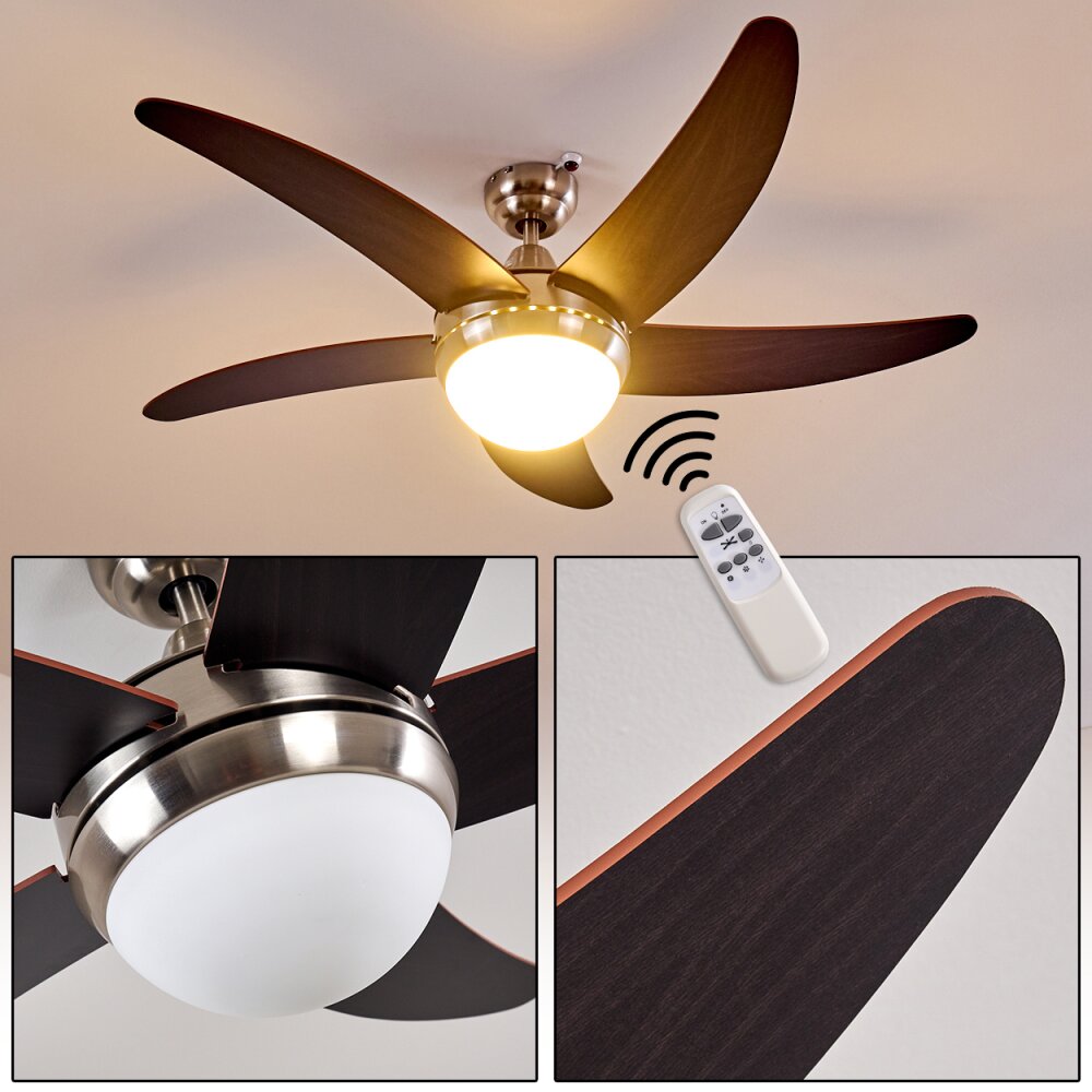 Morino Deckenventilator Braun, Nickel-Matt, 2-flammig, Fernbedienung main product photo