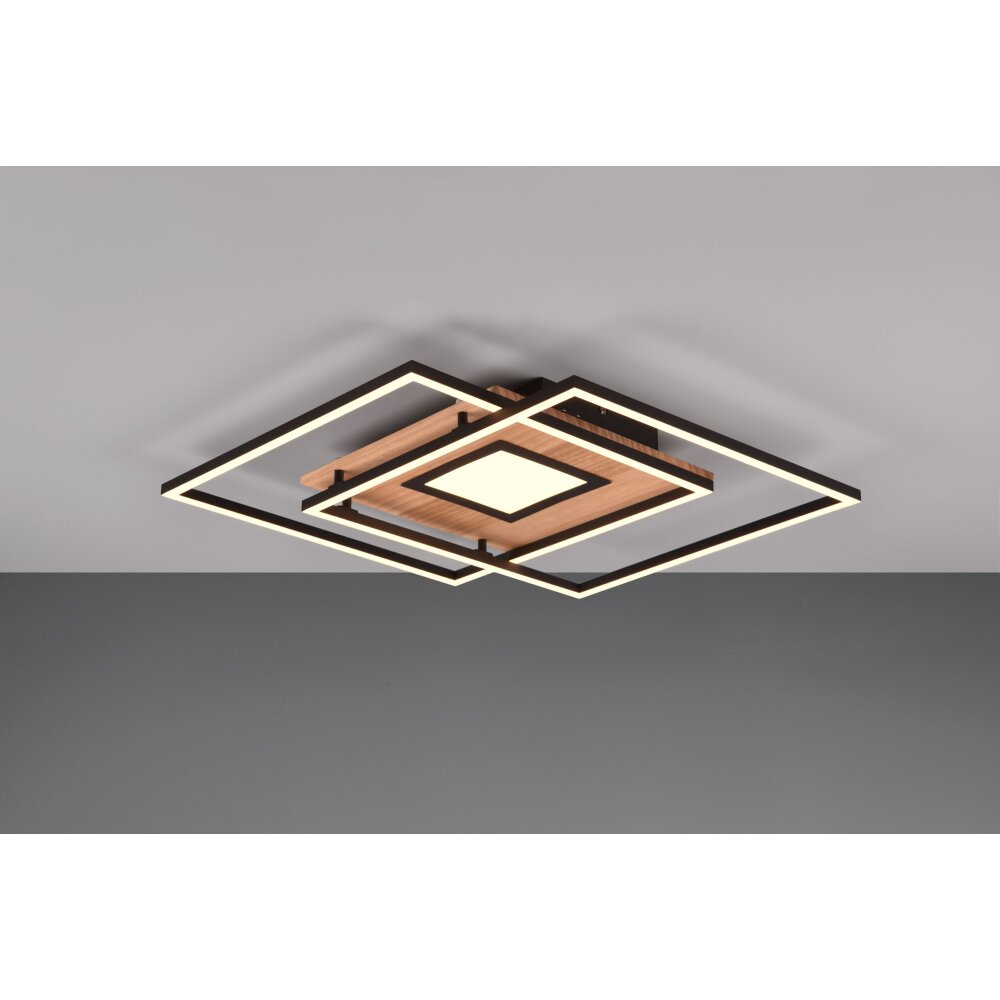 Trio Via Deckenleuchte LED Holzoptik, Schwarz, 1-flammig, Fernbedienung main product photo