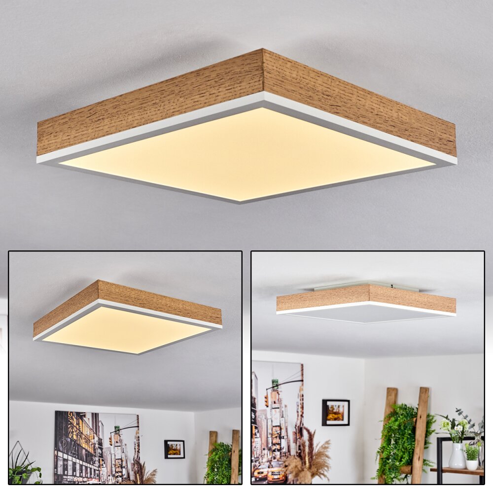 Salmi Deckenleuchte LED Braun, Holzoptik, Weiß, 1-flammig main product photo