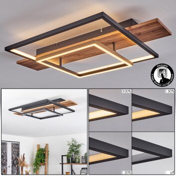 Pompu Deckenleuchte LED Naturfarben, Schwarz, 1-flammig