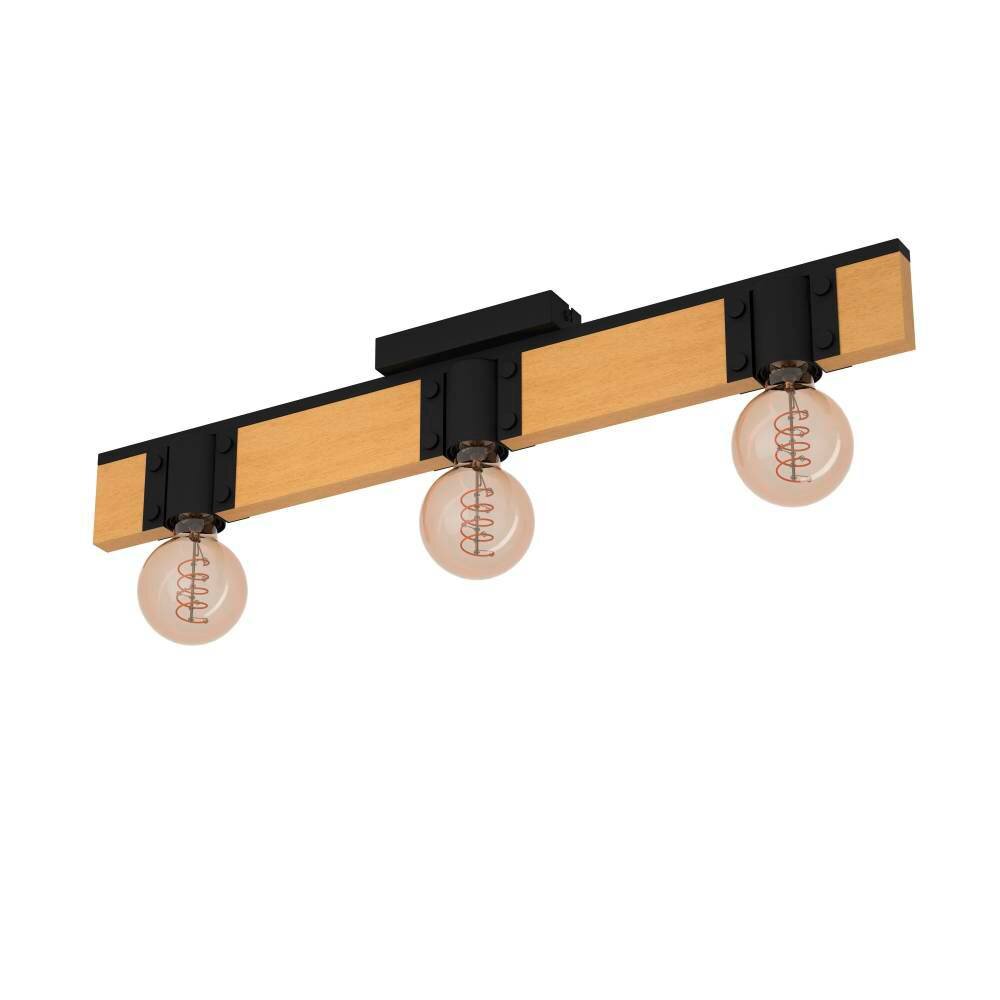 Eglo BAILRIGG Deckenleuchte Naturfarben, Schwarz, 3-flammig main product photo