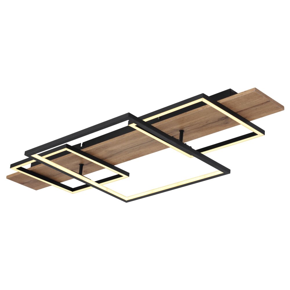 Globo VANNI Deckenleuchte LED Holzoptik, Schwarz, 1-flammig main product photo