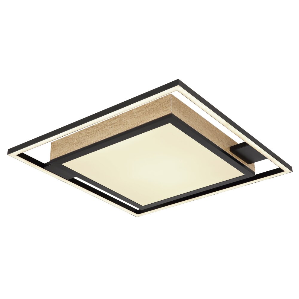 Globo JORRY Deckenleuchte LED Holzoptik, Schwarz, 1-flammig, Fernbedienung main product photo