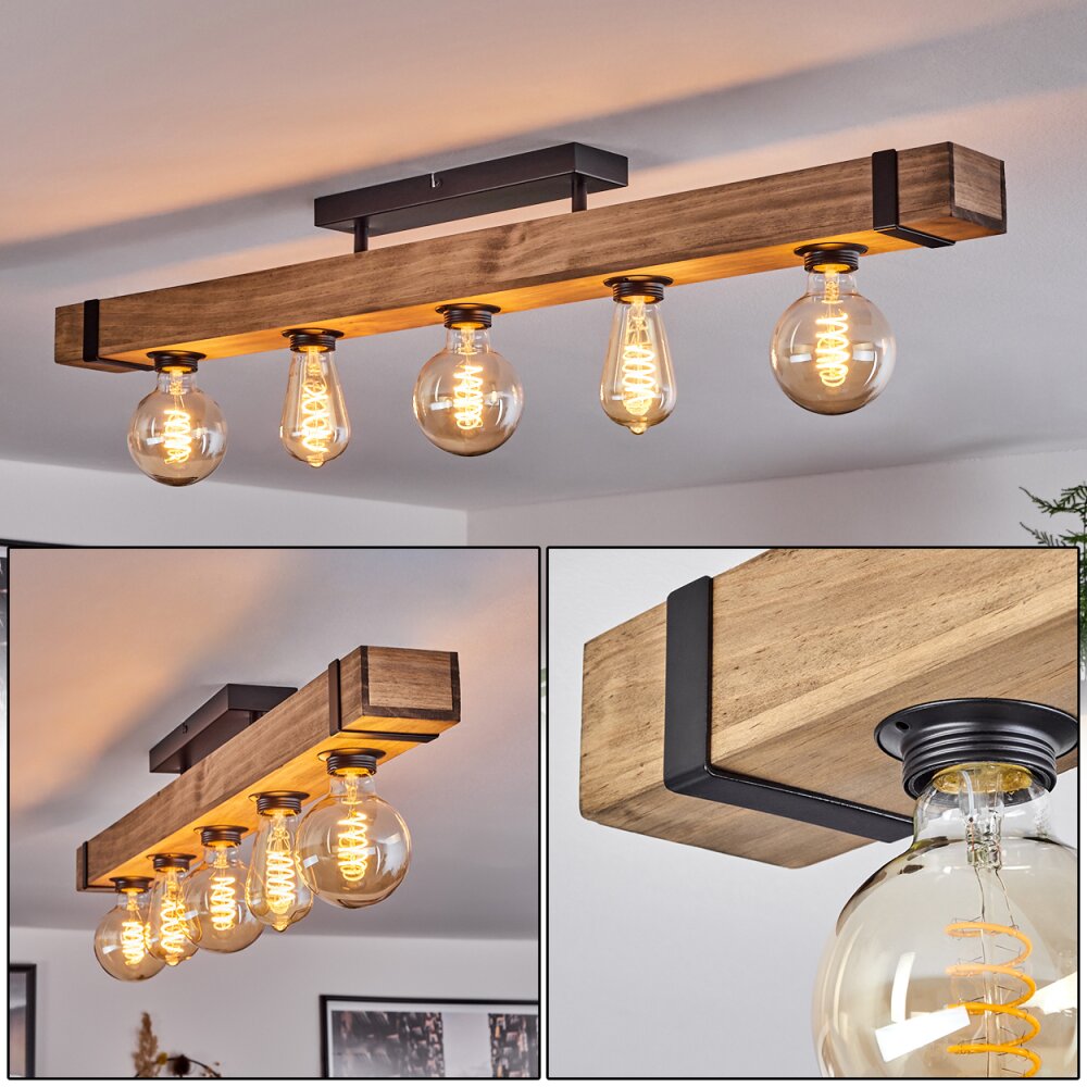 Montgomery Deckenleuchte Naturfarben, Schwarz, 5-flammig main product photo