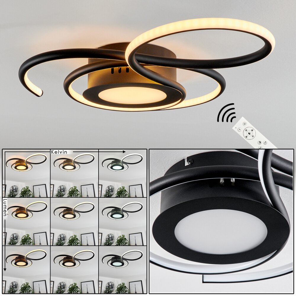 Olok Deckenleuchte LED Schwarz, 1-flammig, Fernbedienung main product photo