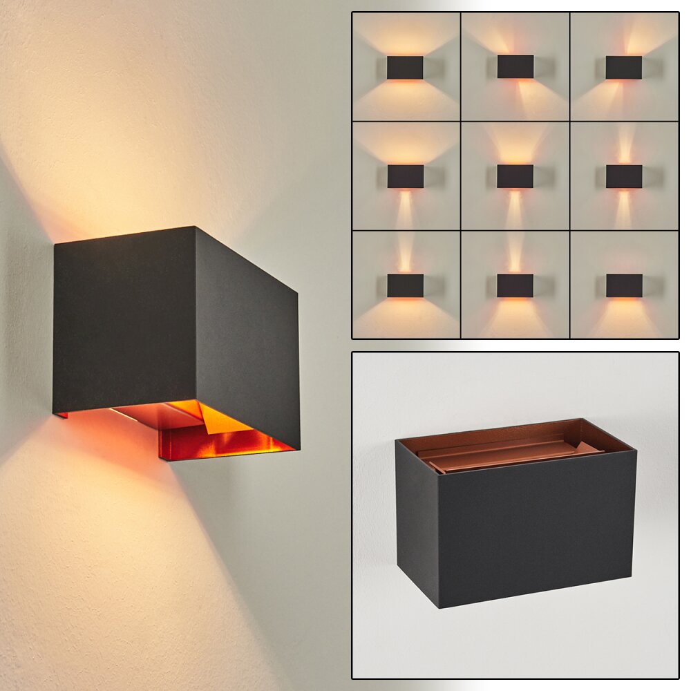 Badajoz Wandleuchte Kupferfarben, Schwarz, 1-flammig main product photo
