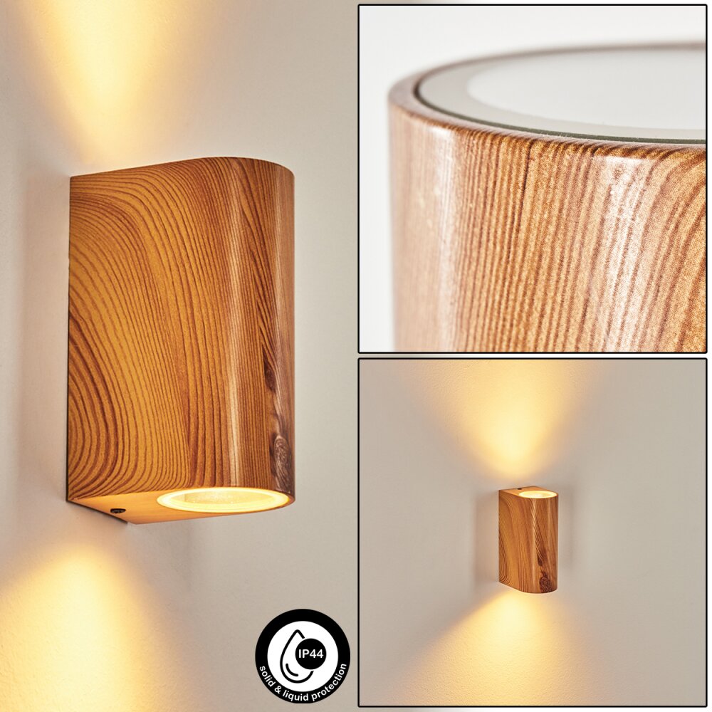 Skaabu Außenwandleuchte Braun, Holzoptik, 2-flammig main product photo