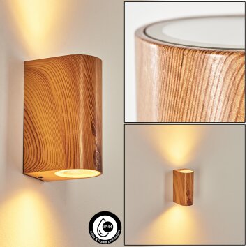 Skaabu Außenwandleuchte Braun, Holzoptik, 2-flammig