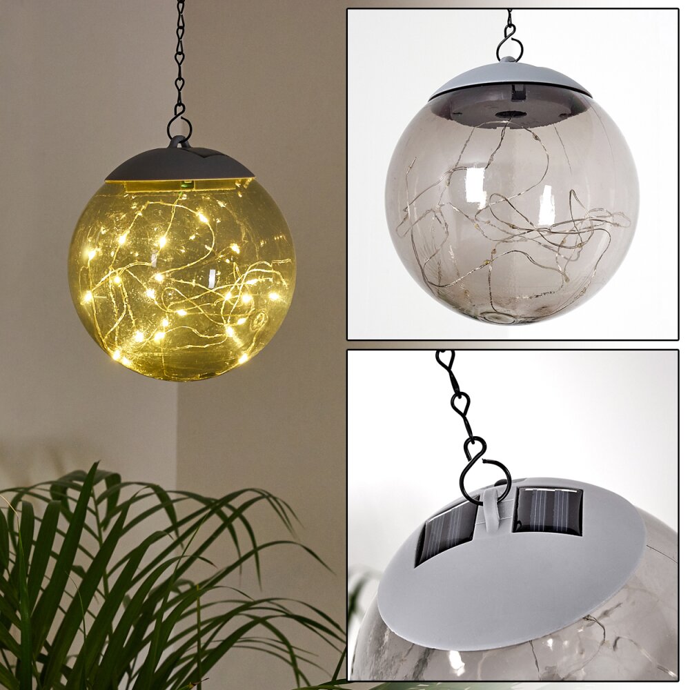 Pollenca Solar-Hängeleuchte LED Rauchfarben, Schwarz, 20-flammig main product photo