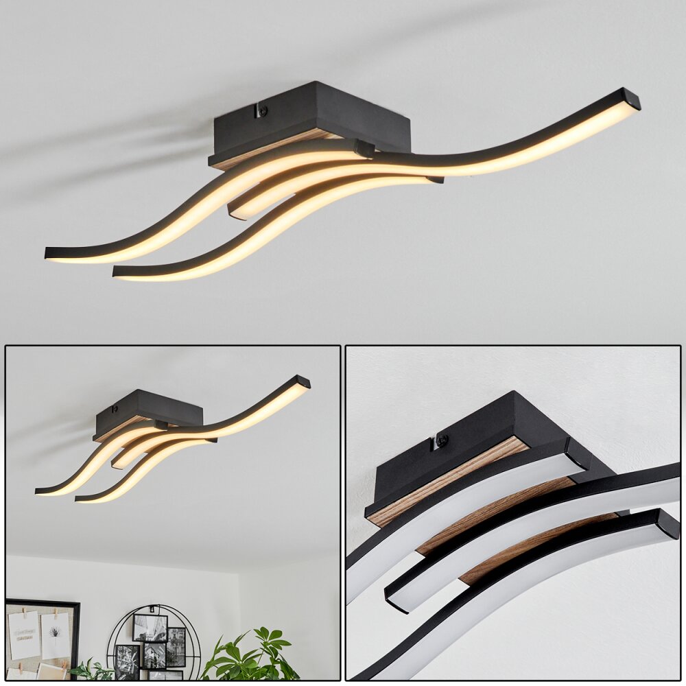 Letala Deckenleuchte LED Holzoptik, 3-flammig main product photo
