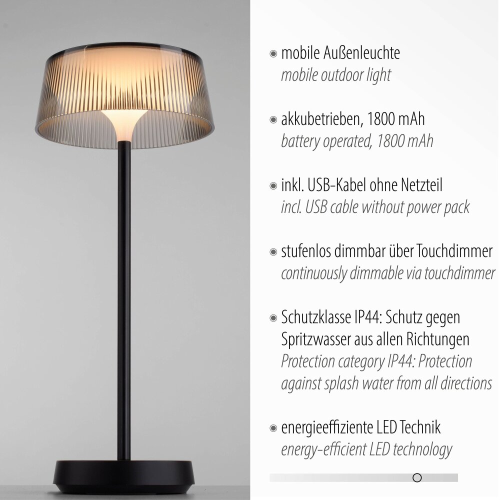 Leuchten Direkt DORA Tischleuchte LED Schwarz 19711-18 | Tischlampen