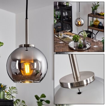 Koyoto Hängeleuchte Glas 15 cm Schwarz, Silber, 1-flammig