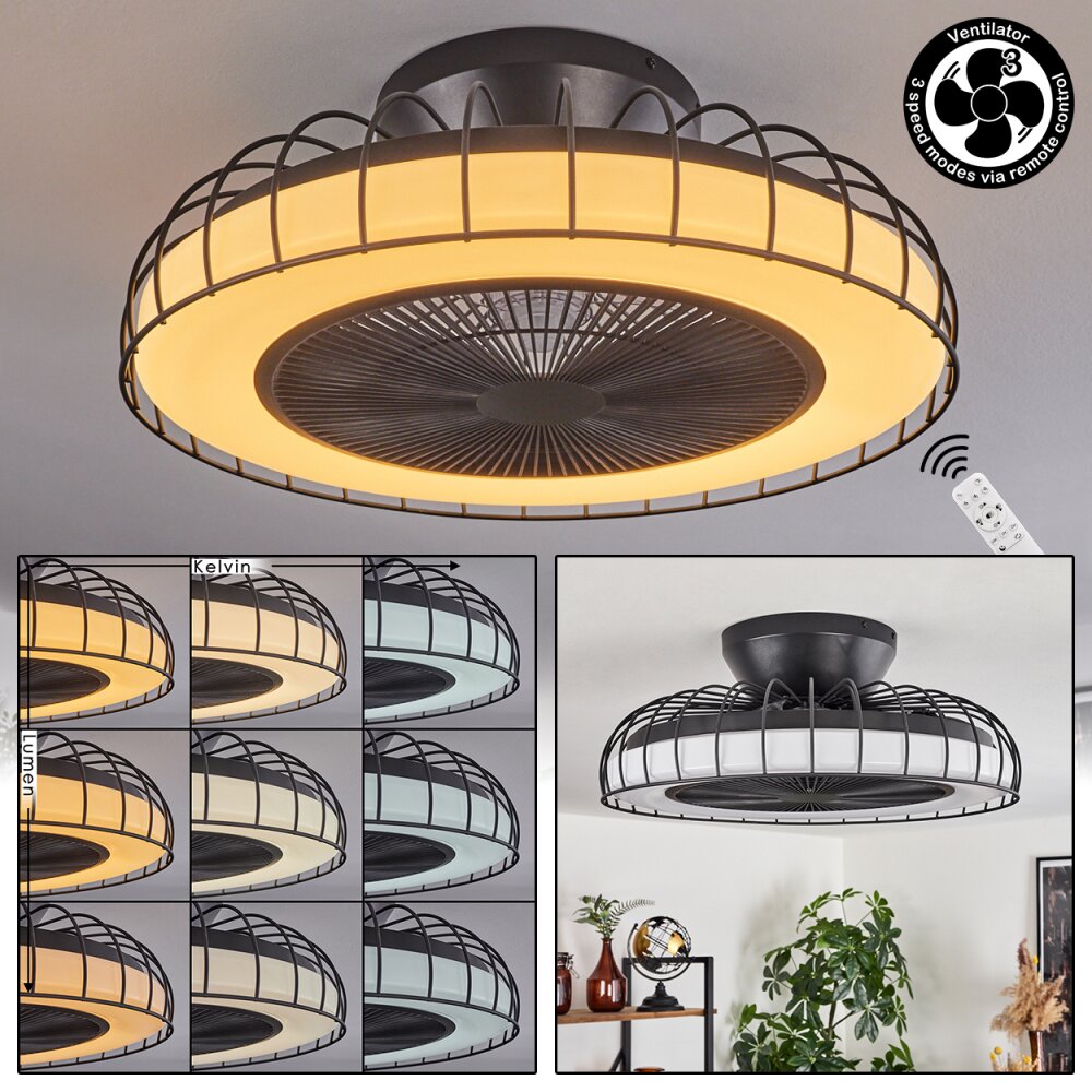 Burmeister Deckenventilator LED Schwarz, 1-flammig, Fernbedienung main product photo