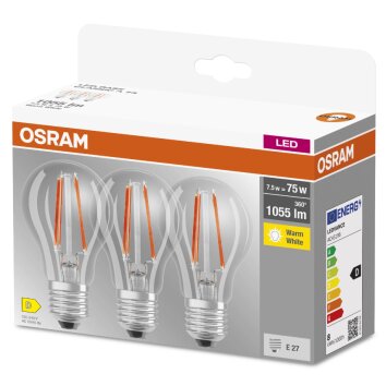 OSRAM 3er Set LED E27 7,5 Watt 2700 Kelvin 1055 Lumen