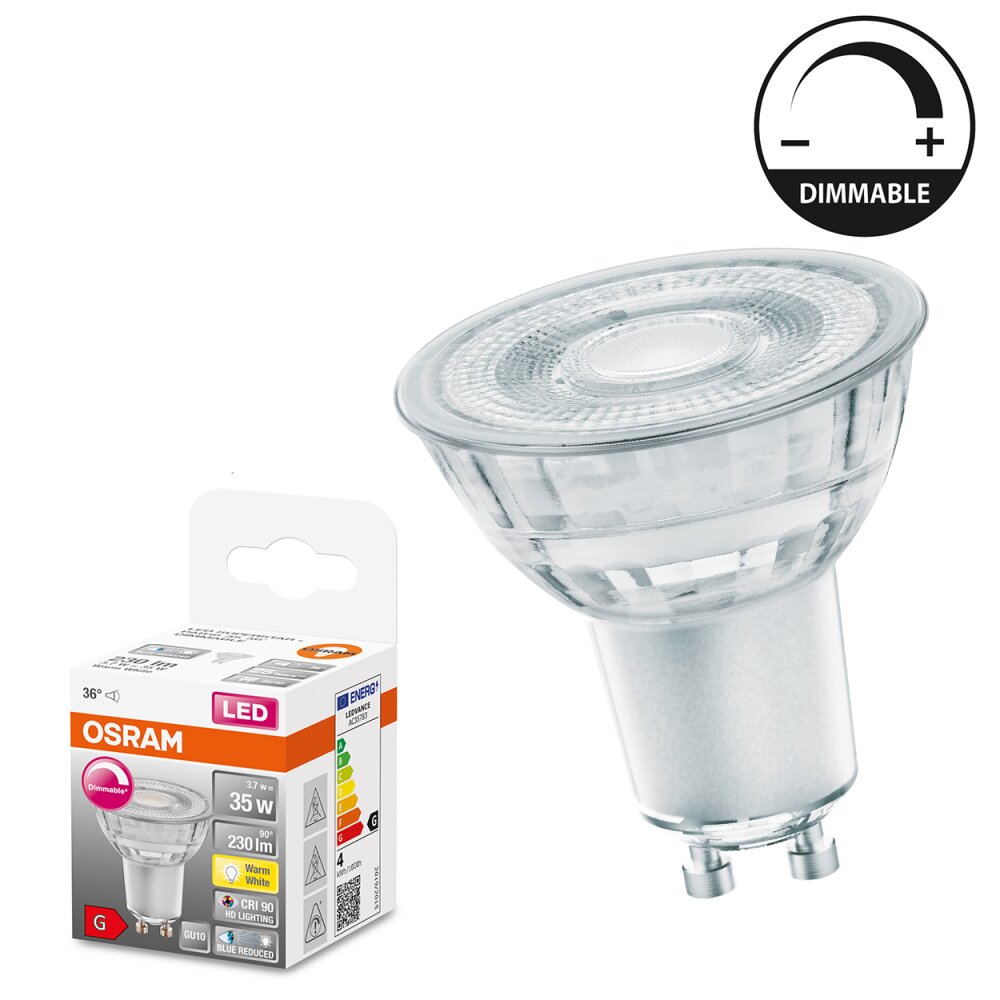 OSRAM SUPERSTAR PLUS LED GU10 3,7 Watt 2700 Kelvin 230 Lumen main product photo