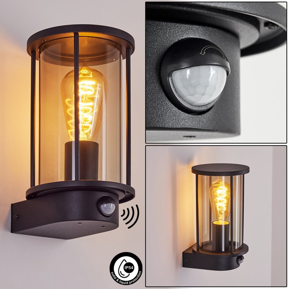 Sumalao Außenwandleuchte Schwarz, 1-flammig, Bewegungsmelder main product photo