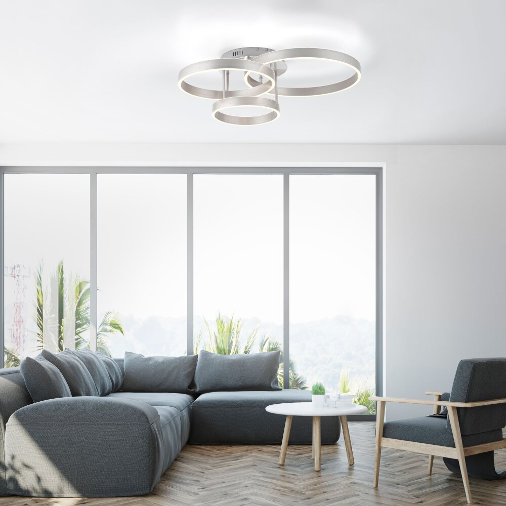 LeuchtenDirekt LILLUTI Deckenleuchte LED Silber, 2-flammig, Fernbedienung main product photo