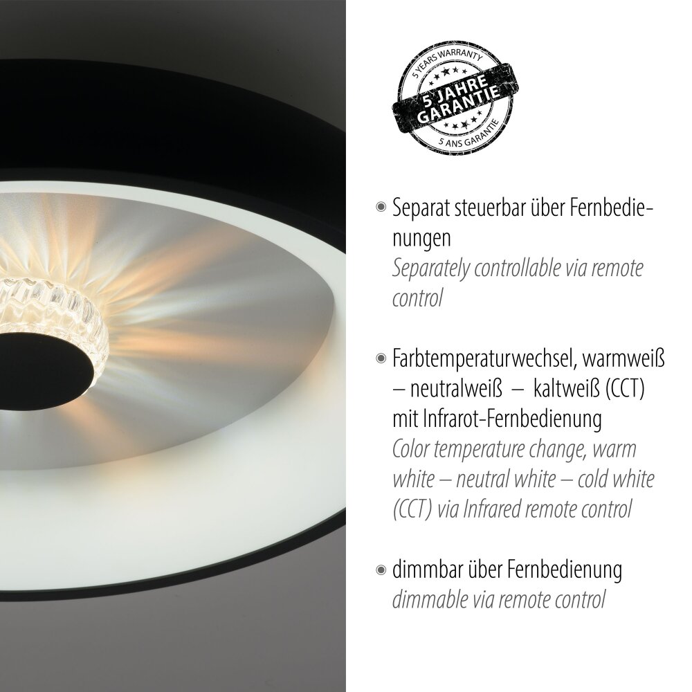 LeuchtenDirekt VERTIGO Deckenleuchte LED Schwarz 14384-18 | Deckenlampen