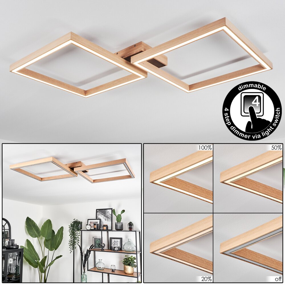 Surisultana Deckenleuchte LED Holz hell, Schwarz, 2-flammig main product photo