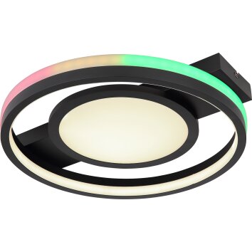 Globo GISELL Deckenleuchte LED Schwarz, 1-flammig, Fernbedienung, Farbwechsler