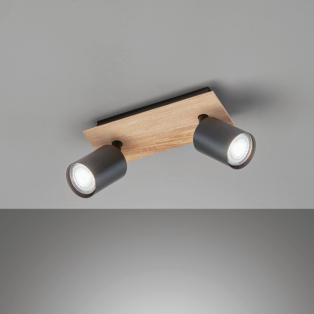 Fischer & Honsel Holton Deckenleuchte LED Holzoptik, Schwarz, 2-flammig main product photo
