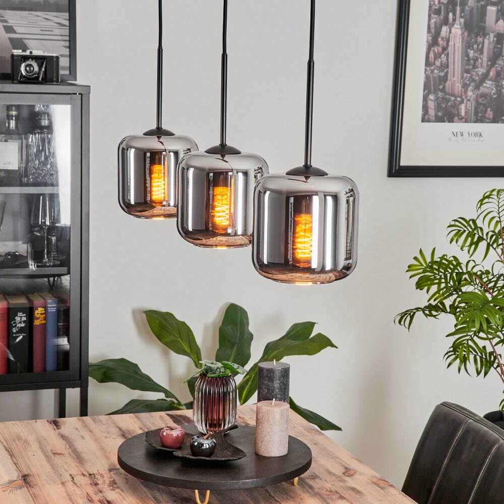 Lauden Hängeleuchte Glas 15 cm Chrom, Rauchfarben, 3-flammig main product photo