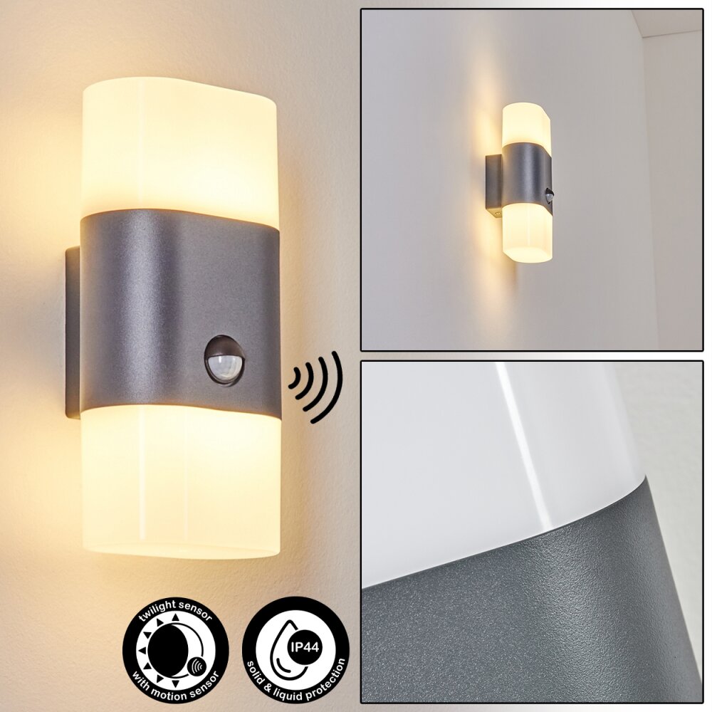 Belerda Außenwandleuchte LED Anthrazit, 2-flammig, Bewegungsmelder main product photo