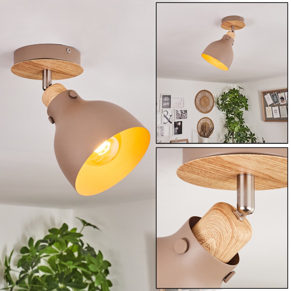 Brunnen Deckenleuchte Braun, Holzoptik, Taupe, 1-flammig main product photo