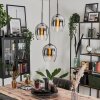 Vevino Hängeleuchte Glas 20cm Chrom, Klar, Rauchfarben, 3-flammig
