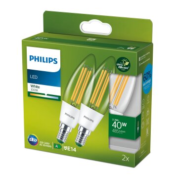 Philips 2er Set E14 LED 2,3 Watt 3000 Kelvin 485 Lumen