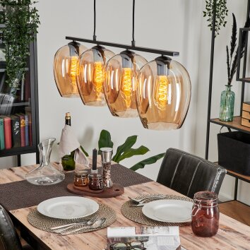 Vevino Pendelleuchte Glas 20cm Bernsteinfarben, 4-flammig