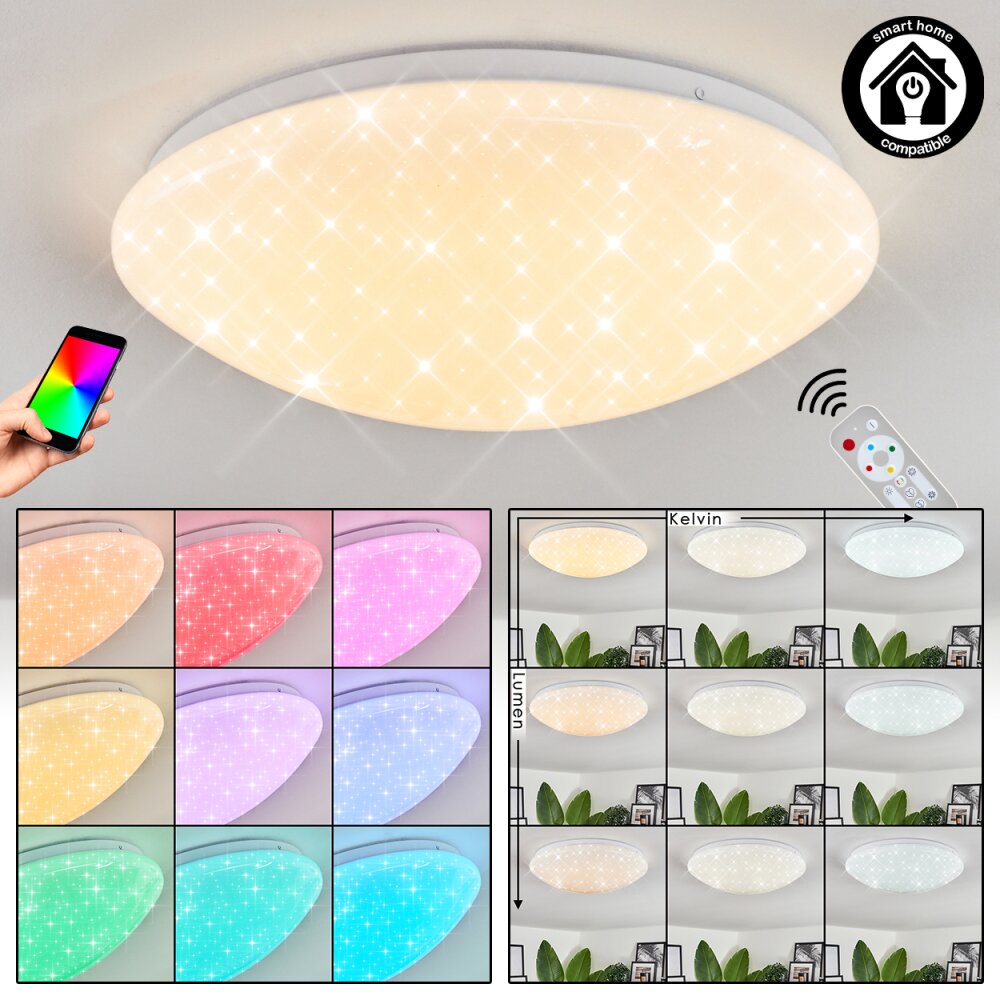 Melres Deckenleuchte LED Weiß, 1-flammig, Fernbedienung main product photo