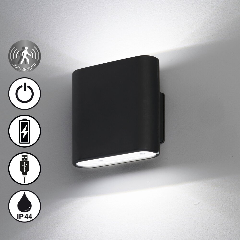 FHL easy Magnetics Außenwandleuchte LED Schwarz, 2-flammig, Bewegungsmelder main product photo