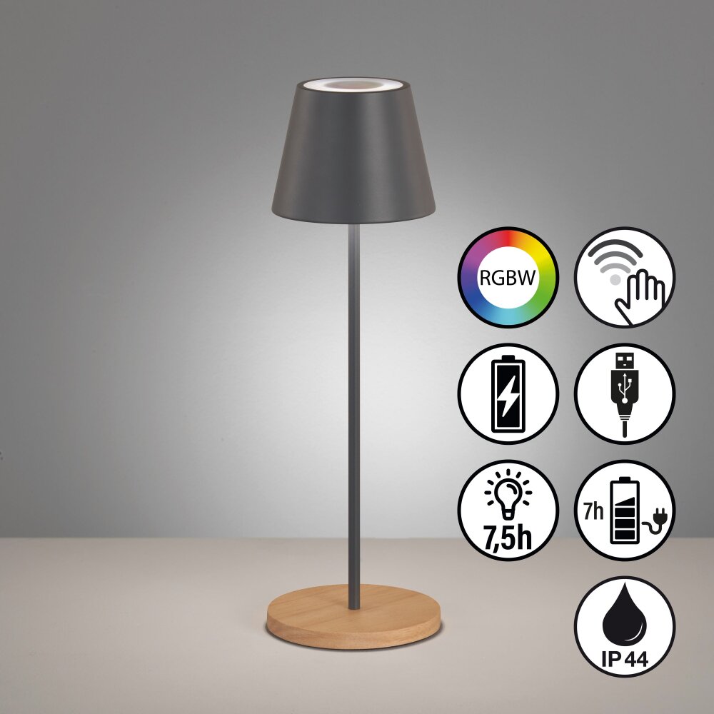 FHL easy Cosenza Tischleuchte LED Grau, Naturfarben, 1-flammig, Farbwechsler main product photo