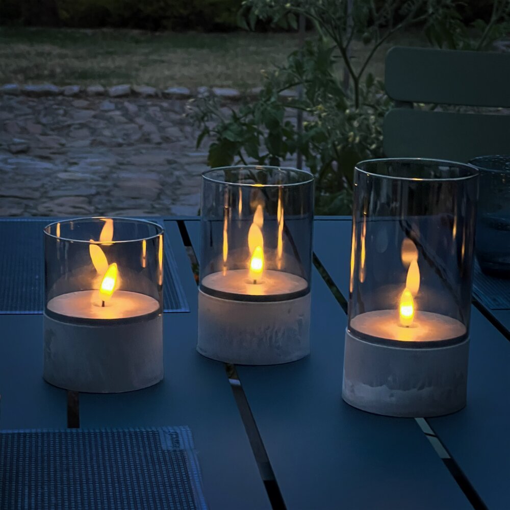 Brilliant Bougie Außentischleuchte 3er Set LED Grau, 1-flammig main product photo