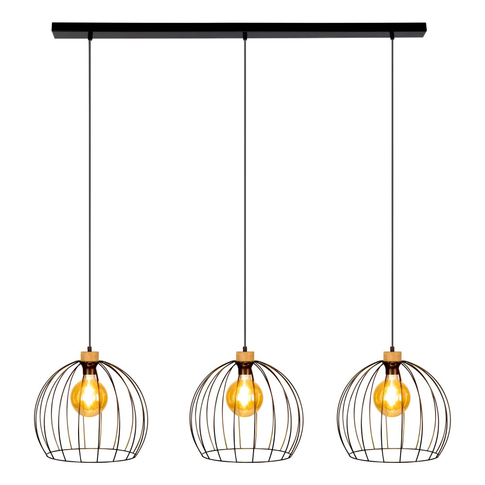 Lecueder Pendelleuchte Holz hell, 3-flammig main product photo