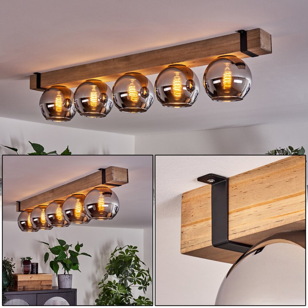 Montgomery Deckenleuchte Glas 15 cm Naturfarben, Schwarz, 5-flammig main product photo