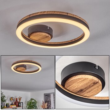 Leuchten LED Direkt Deckenleuchte Naturfarben EMILIA 14347-15 Grau,