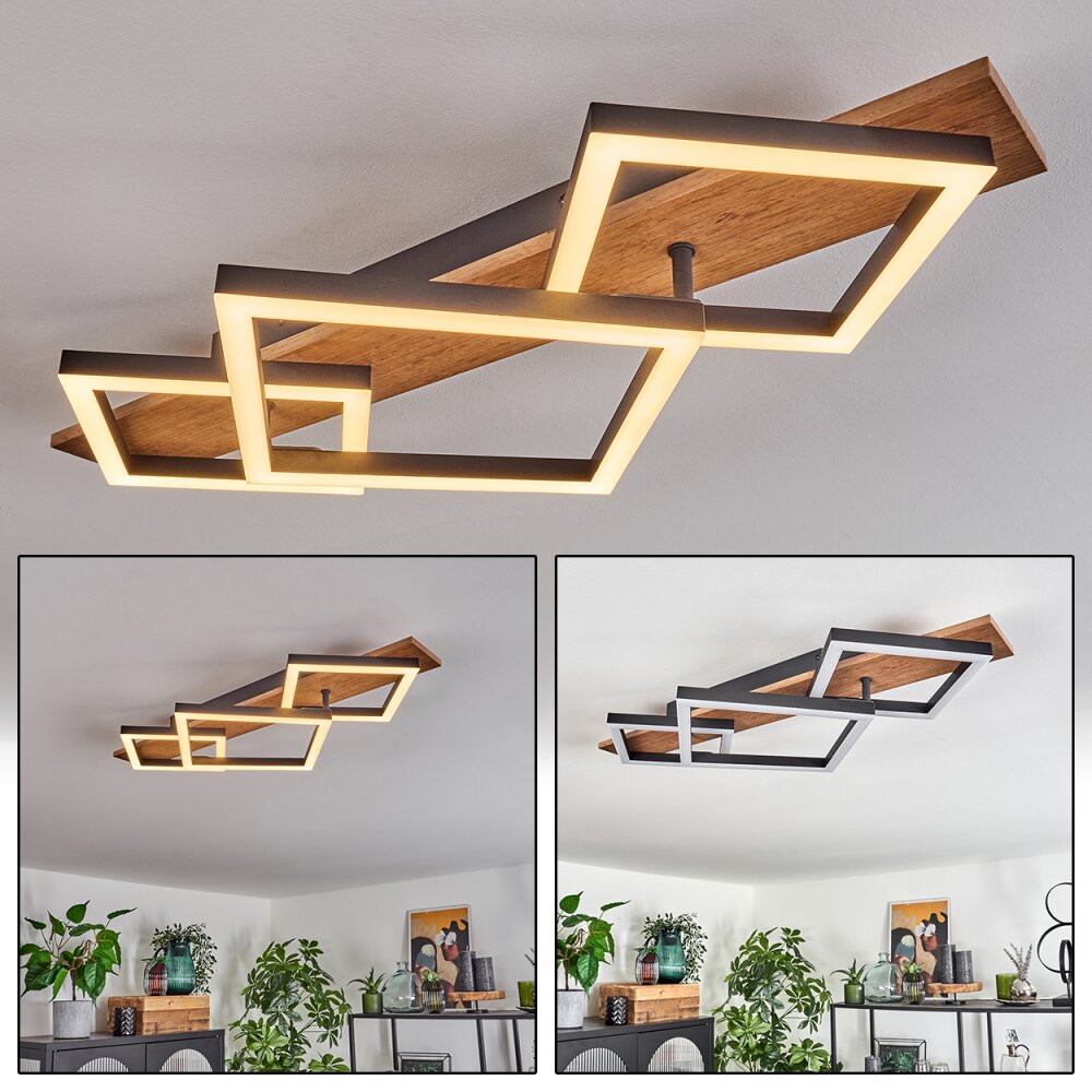 Cascada Deckenleuchte Braun, Holzoptik, Schwarz, 1-flammig main product photo
