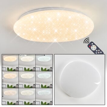Esgos Deckenleuchte LED Weiß, 1-flammig, Fernbedienung