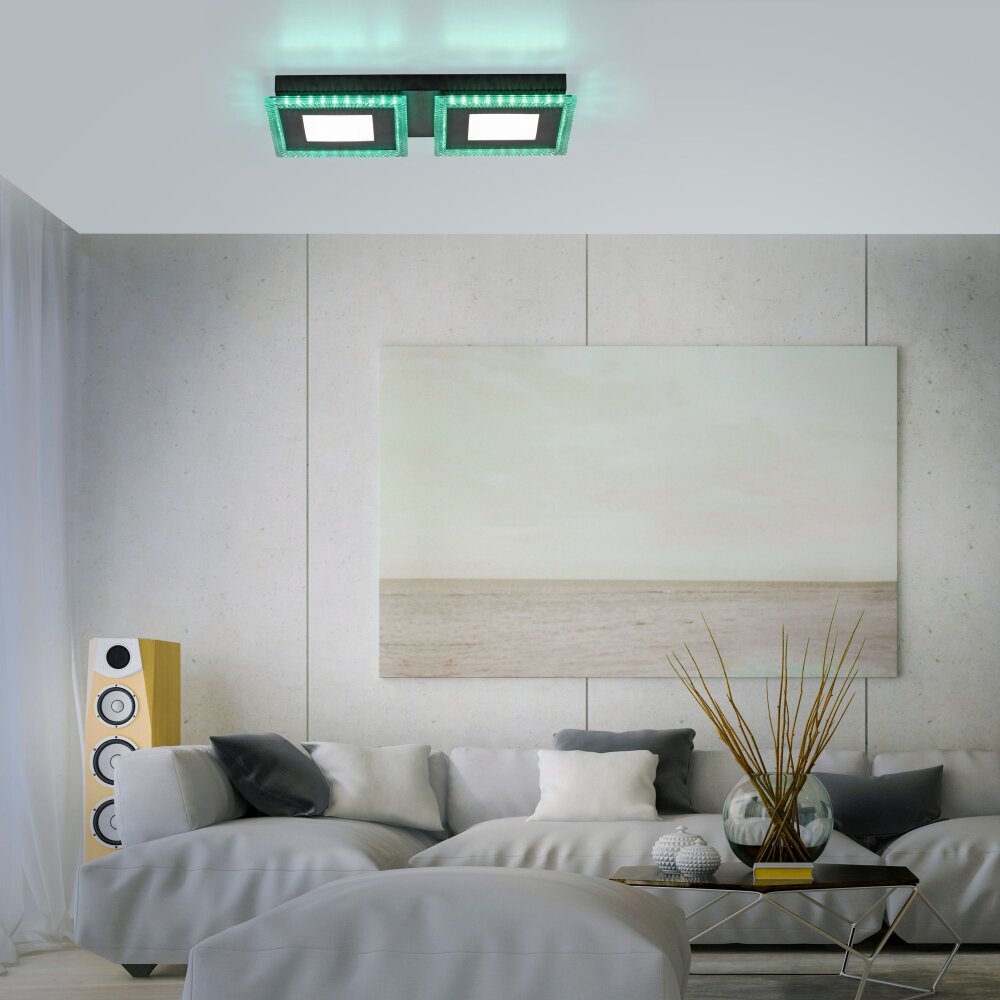 Leuchten Direkt ACRI Deckenleuchte LED Schwarz, 2-flammig, Fernbedienung main product photo
