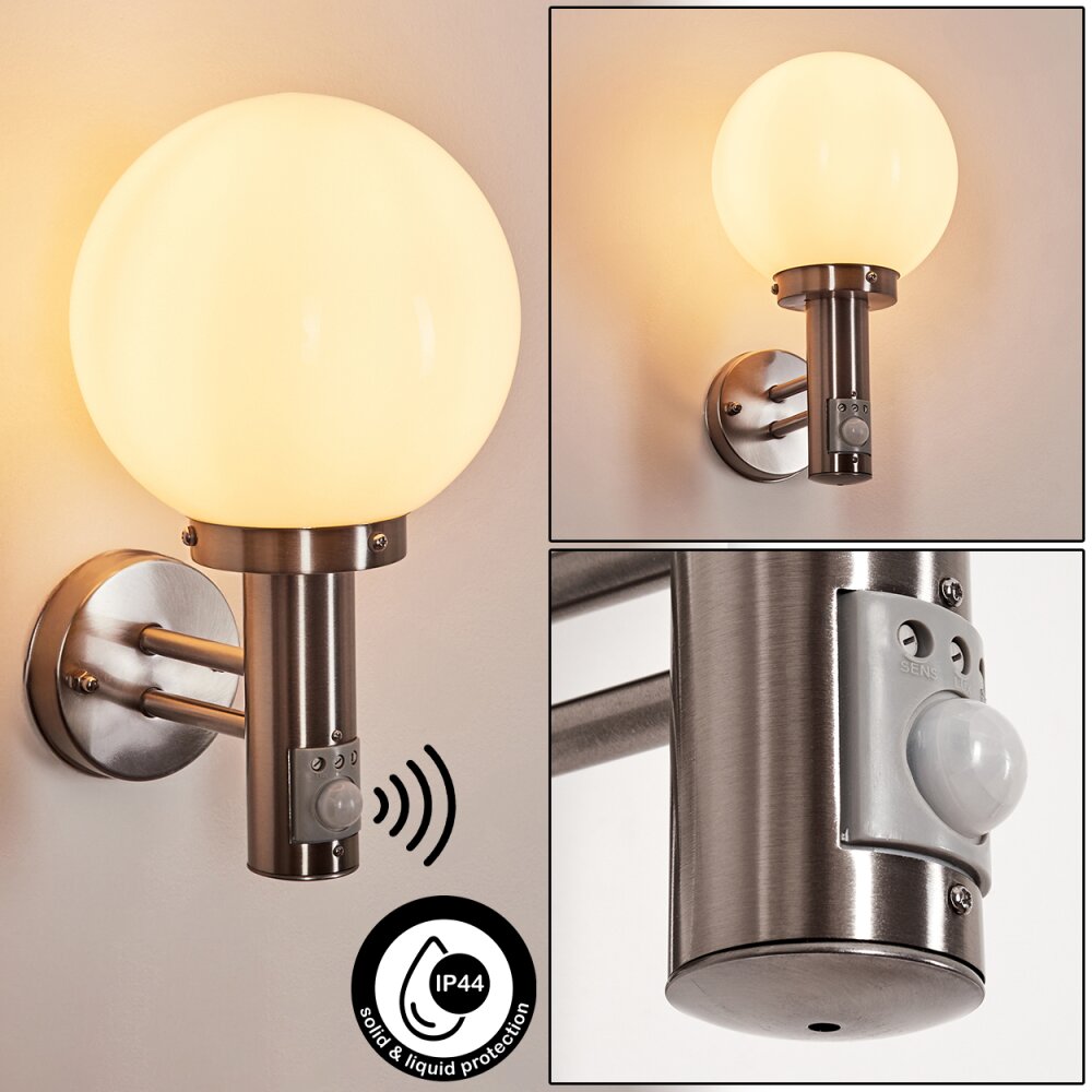 Napaskiak Außenwandleuchte Nickel-Matt, 1-flammig, Bewegungsmelder main product photo