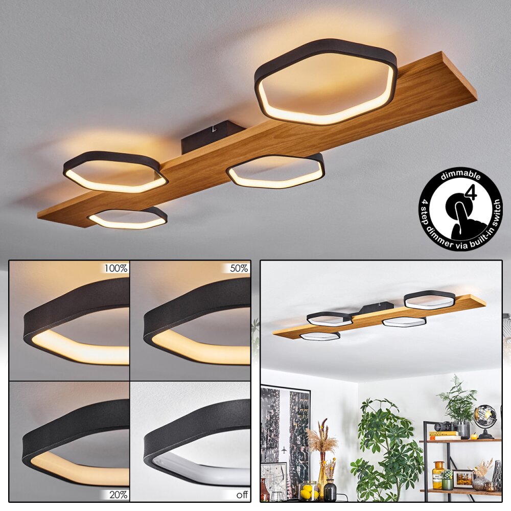 Arminda Deckenleuchte LED Naturfarben, Schwarz, 1-flammig main product photo