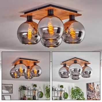 Koyoto Deckenleuchte Glas 20cm Naturfarben, Schwarz, 4-flammig