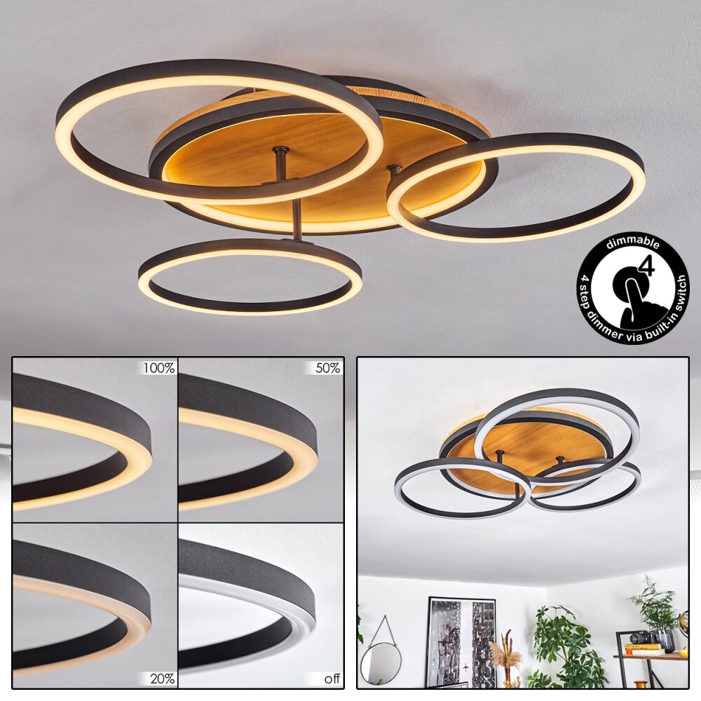 Cardozo Deckenleuchte LED Naturfarben, Schwarz, 1-flammig main product photo