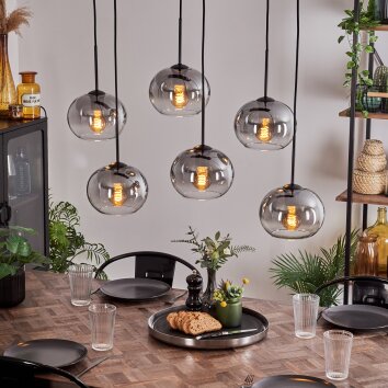 Apedo Hängeleuchte Glas 20cm Klar, Rauchfarben, 6-flammig