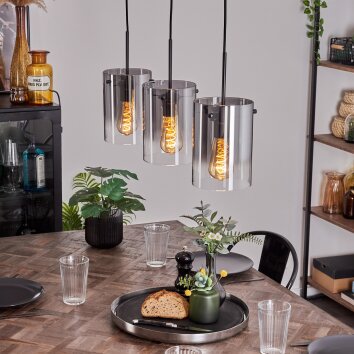 Parane Hängeleuchte Glas 15cm Klar, Rauchfarben, 3-flammig