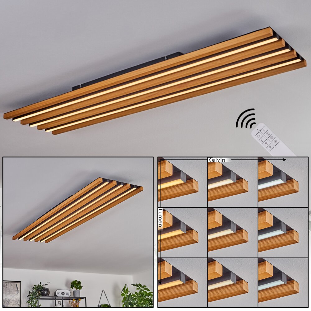 Favorina Deckenpanel LED Naturfarben, Schwarz, 1-flammig, Fernbedienung main product photo